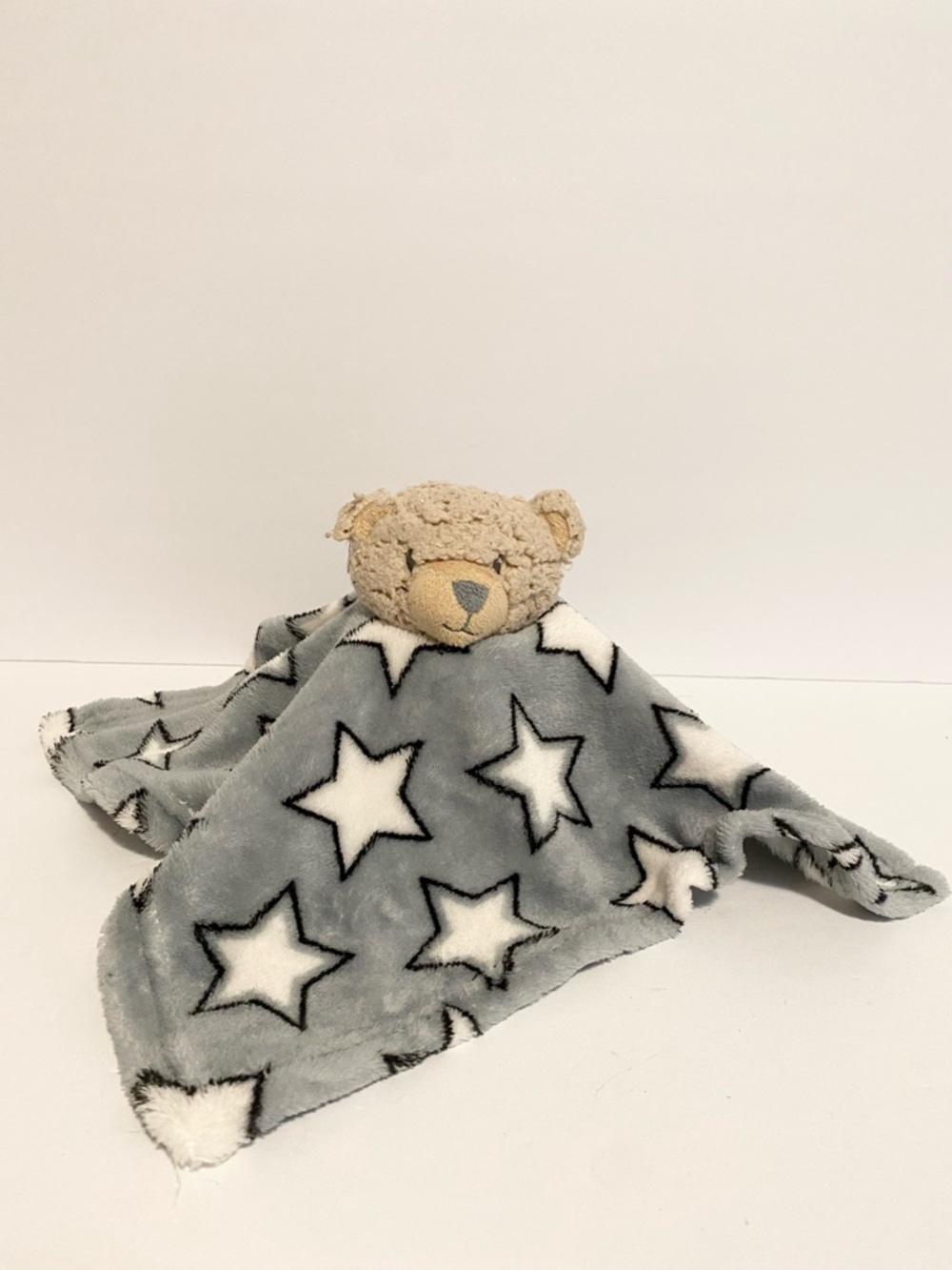 Chikitoe Dollar Store Teddy Bear Lovey Grey Stars Baby Cuddle Toy